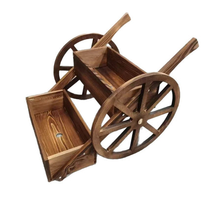 Creative Wagon Style Wooden Flower Pot Planter Box for Garden Patio Display Use