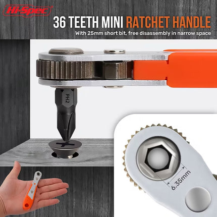 Screwdriver Bit Set 68pcs 1/4 inch 36 Tooth Mini Ratchet Multi Head Drive Kit