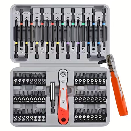 Screwdriver Bit Set 68pcs 1/4 inch 36 Tooth Mini Ratchet Multi Head Drive Kit