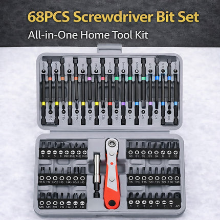 Screwdriver Bit Set 68pcs 1/4 inch 36 Tooth Mini Ratchet Multi Head Drive Kit