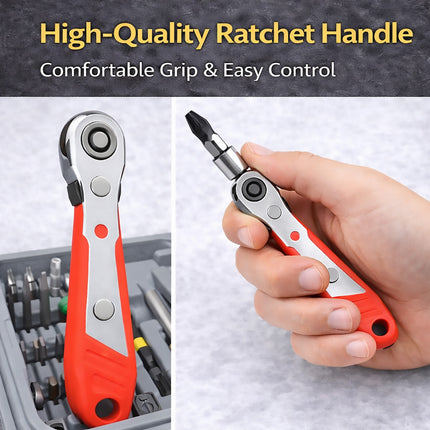 Screwdriver Bit Set 68pcs 1/4 inch 36 Tooth Mini Ratchet Multi Head Drive Kit