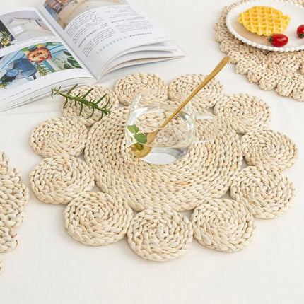 Boho Wall Decor Set 7PCS Handwoven Natural Rattan Cotton Living Room Porch