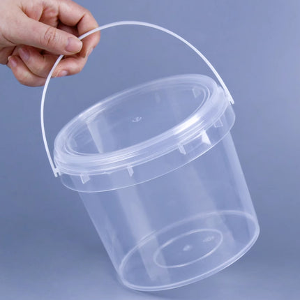 20pcs Plastic Round Bucket with Lid Transparent Portable Storage Gift Container