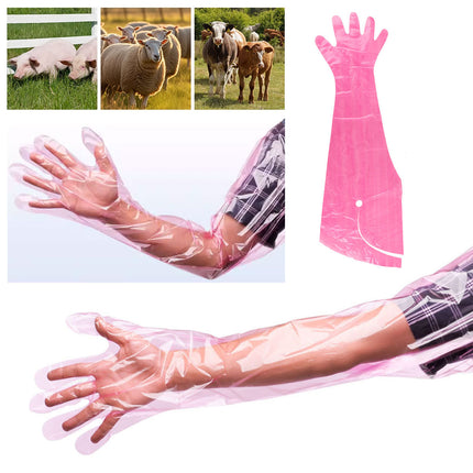 50pcs Clear Long Arm Glove Plastic Farm Glove Disposable Vet Glove Midwifery