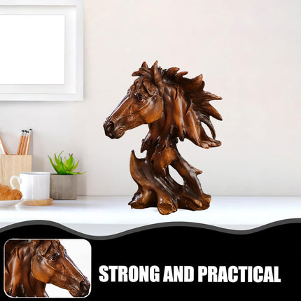 Horse Head Animal Figurine for Office Decoration Realistic Resin Craft for Home