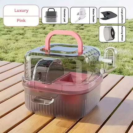 Portable Clear View Breathable Transparent Hamster Travel Carrier Transport Cage