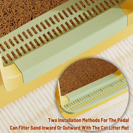 Yellow Cat Litter Box Semi Enclosed Large Extra Height Toilet with High Sides