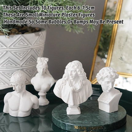 10 Pcs Mini Desktop Decorative Sculptures Resin White Classical Busts