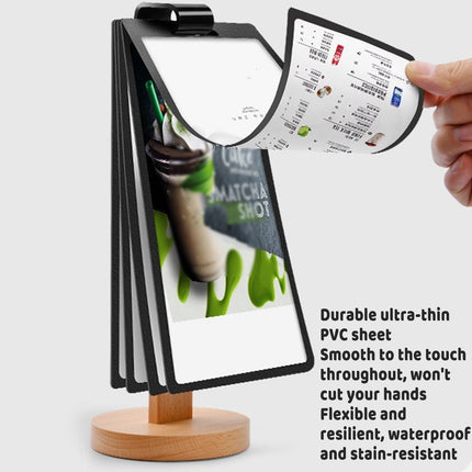 Wooden Tabletop Menu Holder Stand 20x10cm for Restaurant Cafe Bar Menu Display