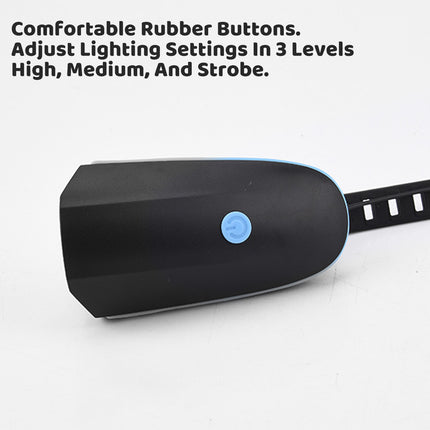 Rechargeable Bike Headlight With Horn Bright LED Waterproof For Night Use