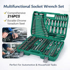 Socket Wrench Tool Set 216pcs Chrome Vanadium Auto Repair Ratchet Bit Workshop