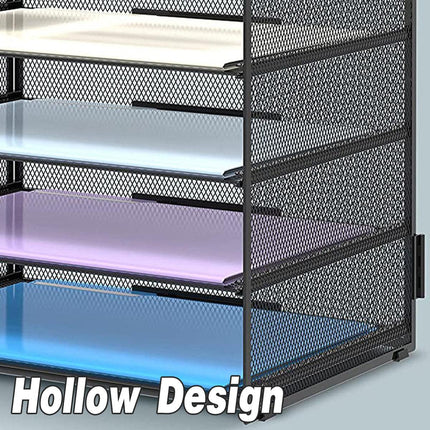 5 Tray Paper Organizer with Handle Mesh Desk File Letter Holder Black Storage