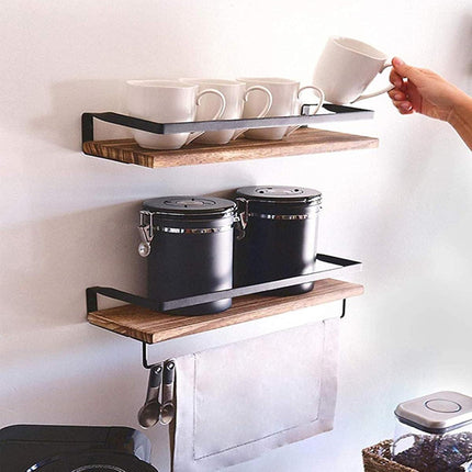 2pcs Floating Wall Shelf Iron Storage Rack Mounted Home Office Decor Organizer