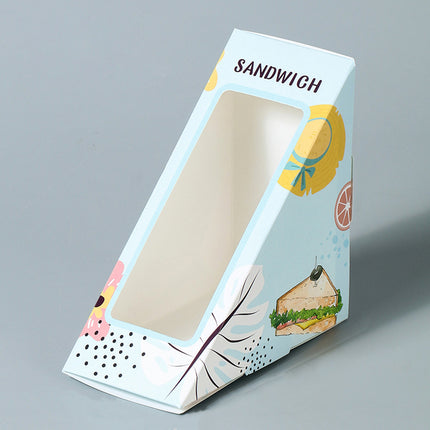 100pcs Triangle Window Sandwich Boxes Kraft Food Packing Takeaway Containers