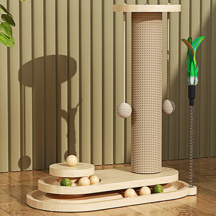 Cat Scratching Post Oval Turntable Cat Toy Scratcher Board Interactive Furniture