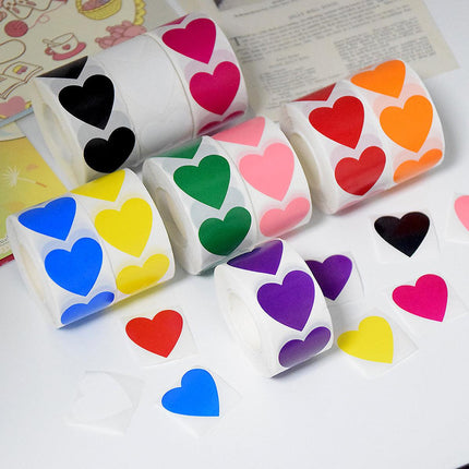 8 Rolls Heart Stickers 500PCS Per Roll Self Adhesive Label Love Sealing Sticker