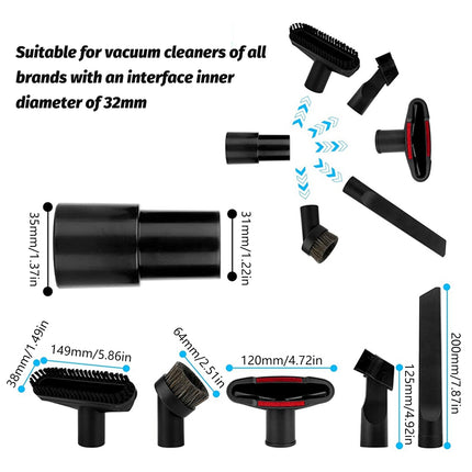 6pcs Vacuum Cleaner Accessory Suction Head Suitable for 32mm Inner Diameter Fit