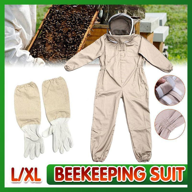 Full Beekeeping Suit Bee Suit Heavy Duty Leather Ventilated Keeping Gloves - Aimall