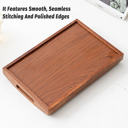 New Chinese Style Wooden Rectangular Tea Tray with Handles Home Office Tea Use