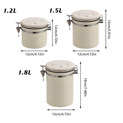 3 Sizes Stainless Steel Coffee Bean Powder Storage Jar Sealed Canister with Valve