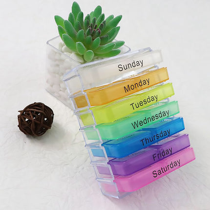 Plastic Medicine Box One-Week Pill Storage Box Multi-Colored Durable Organizer