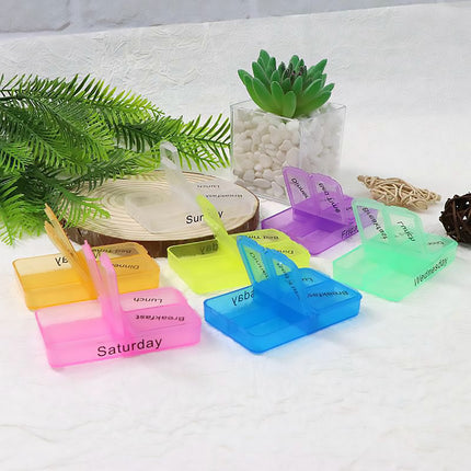 Plastic Medicine Box One-Week Pill Storage Box Multi-Colored Durable Organizer