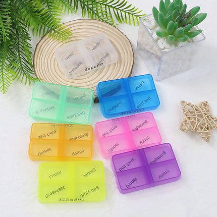 Plastic Medicine Box One-Week Pill Storage Box Multi-Colored Durable Organizer
