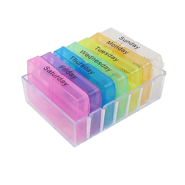 Plastic Medicine Box One-Week Pill Storage Box Multi-Colored Durable Organizer