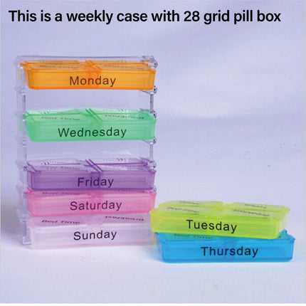 Plastic Medicine Box One-Week Pill Storage Box Multi-Colored Durable Organizer