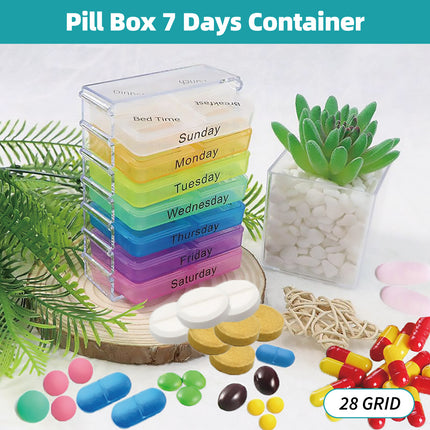 Plastic Medicine Box One-Week Pill Storage Box Multi-Colored Durable Organizer