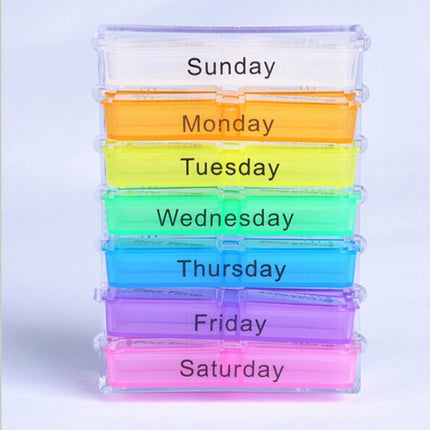 Plastic Medicine Box One-Week Pill Storage Box Multi-Colored Durable Organizer