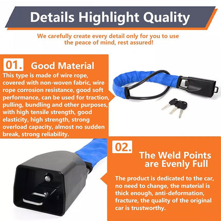 Universal Steering Wheel Lock with 3 Key Seat Car Belt Lock Anti-Theft Device