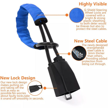 Universal Steering Wheel Lock with 3 Key Seat Car Belt Lock Anti-Theft Device