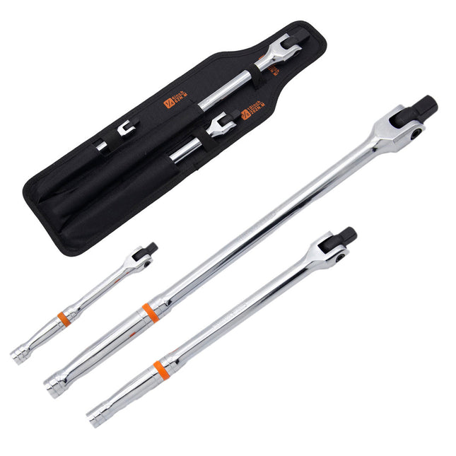 3pcs F-Type 1/2 to 1/4 Drive Swivel Head Socket Extension Adapter Tool Repair