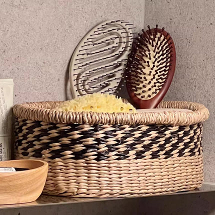 Straw Woven Storage Basket Storage Box For Home Bedroom Living Room Decorative