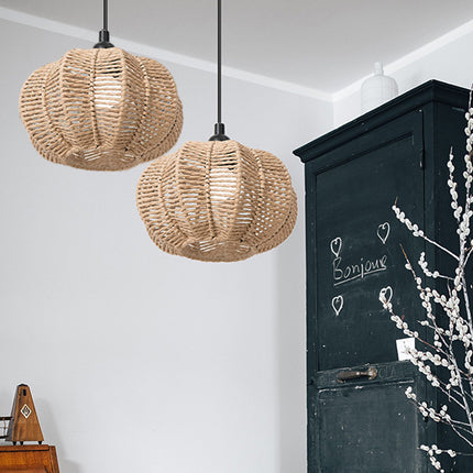 Handwoven Paper Rope Lampshade 23x13.5cm Natural Braided Pendant Light Shade