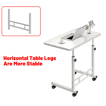 Bedside Table Movable Desk Simple White with Wheels Space Saving Home Office