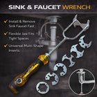 Basin Wrench Set Adjustable Plumbing Sink Faucet Repair Tool 7 Die Heads