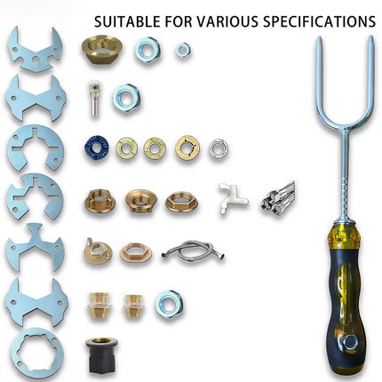 Basin Wrench Set Adjustable Plumbing Sink Faucet Repair Tool 7 Die Heads