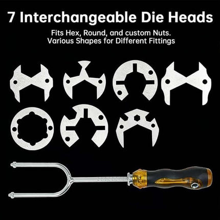 Basin Wrench Set Adjustable Plumbing Sink Faucet Repair Tool 7 Die Heads