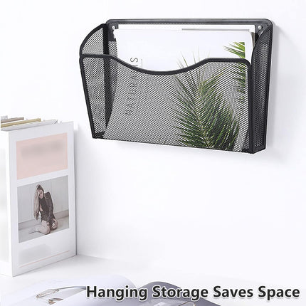 File Organizer Mesh Wall Mounted Rack Magazine Holder Storage Basket for Office