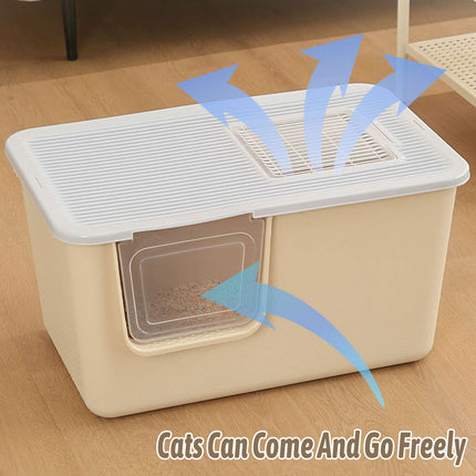 Cat Litter Box Large Semi Milk Coffee Colour Toilet High Sided Odour Control