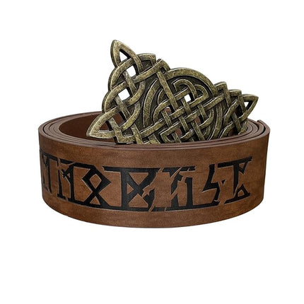 Embossed Faux Leather Belt Costume Buckle Waist Strap Cosplay Accessory Gear