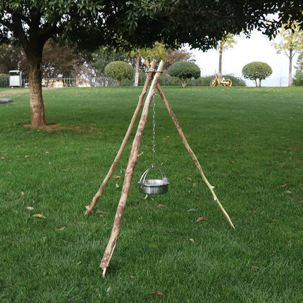 Outdoor Bonfire Rack Hanging Pot Picnic Fire Stand Stainless Steel Portable Foldable Tripod
