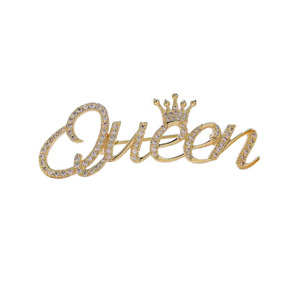 Rhinestone Queen Crown Brooch Alloy Pin Silver Gold for Clothing Accessories