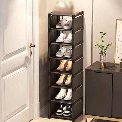 Eight Layer Black Shoe Rack Home Dustproof Shoe Cabinet Removable Multi Shelves