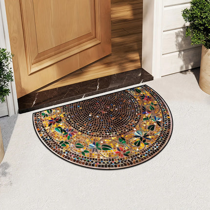 Semicircular Retro Stone Pattern Door Mat Dustproof Anti slip Entrance Carpet