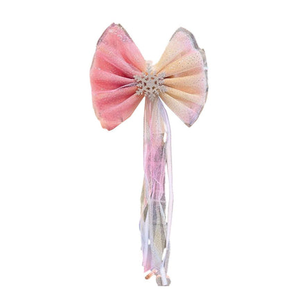 Girls Snowflake Hair Clip Tulle Veil Bow Barrettes Christmas Hairband Gift Party - Aimall
