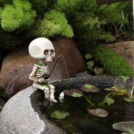 Skeleton Fishing Ornament Decorative Flower Pot Decoration for Home or Garden