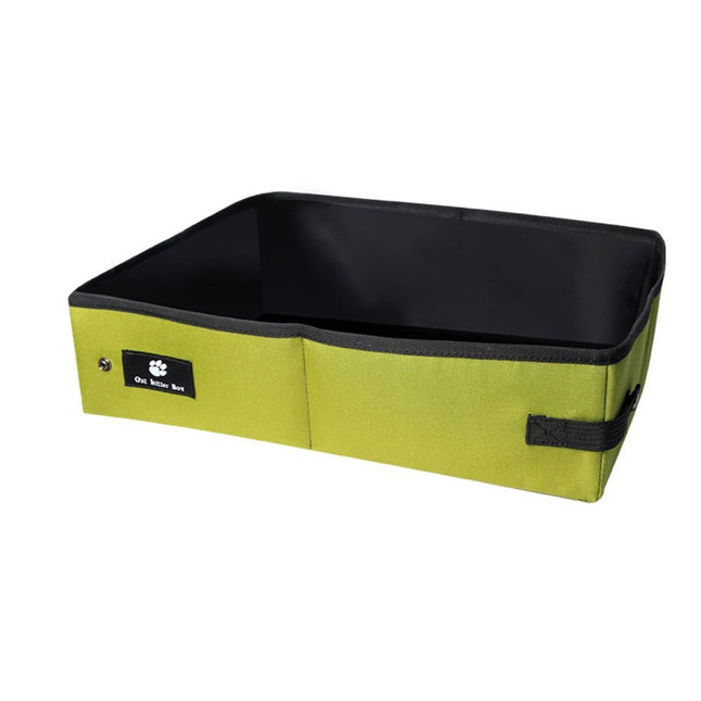 Portable Cat Litter Box Foldable Green Travel Toilet for Car Outdoor Pet Use